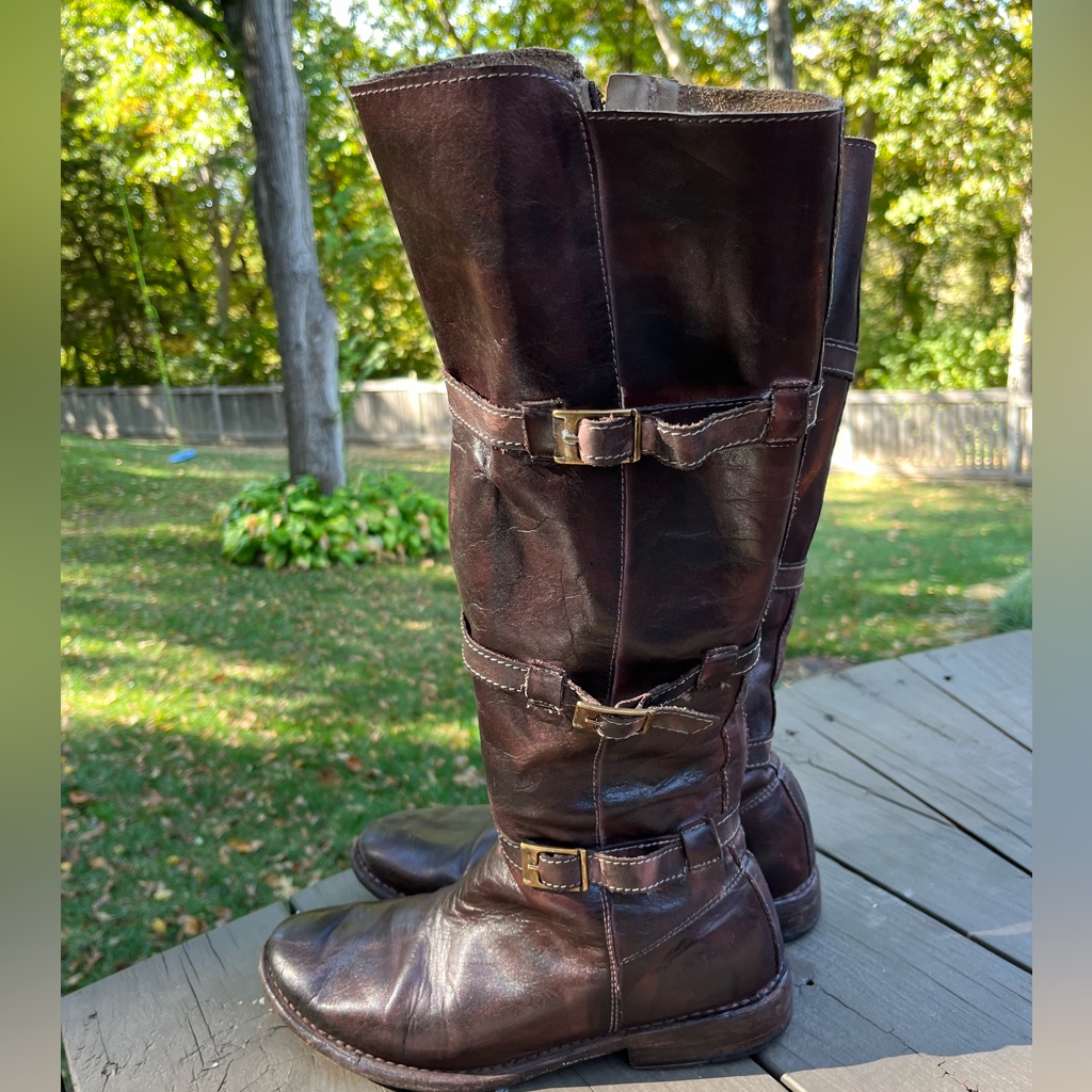 Bed Stu Kitty Glove Tall Dark Brown Leather Boots 9.5